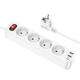 Удлинитель сетевой HOCO NS1fast charge 4Sockets 4000W 20W 3A PD QC 1.8m 2xUSB 1xType-C White - изображение 3