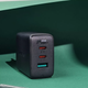 Мережевий зарядний пристрій Acefast A13 PD 65W (2 Type-C + USB, 100см) black - зображення 4