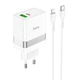 Мережевий зарядний пристрій Hoco N21 Extension speed PD30W+QC3.0 charger set (Type-C to Lighting cable) White - зображення 1