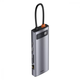 USB-Хаб Baseus Metal Gleam Series 9в1 3xUSB3.0 / 4KHD / TF / SD / Type-C PD / VGA / RJ45 gray - зображення 5