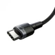 Кабель BASEUS CATKLF-ALG1 Сafule PD2.0 USB Type-C - USB Type-C 2м 100W 5A чорно-сірий - зображення 3