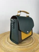 Сучасна та стильна шкіряна жіноча сумка кроссбоді Lamponi Chest one darkgreen/yellow/darkbrown - зображення 3