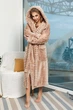 Жіночий теплий халат з капюшоном 831033 2XL-4XL (56-60) Бежевий - зображення 2