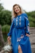 Платье-вышиванка Vyshyvanka "Вышивка гладью Пион" 44 Синее 4533 - изображение 2