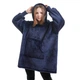 Плед Толстовка с Капюшоном и Рукавами Huggle Hoodie 3-в-1 (Синий) Двухсторонний Теплый Худи Халат Домашний - изображение 3