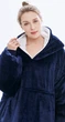 Плед Толстовка с Капюшоном и Рукавами Huggle Hoodie 3-в-1 (Синий) Двухсторонний Теплый Худи Халат Домашний - изображение 4