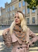 Тёплый коричневый в клетку женский большой шарф "Эдинбург" с бежевой пуговицей - изображение 4