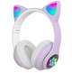 Беспроводные детские Bluetooth наушники с кошачьими ушками и цветной подсветкой Cat VZV-23M (Фиолетовые) - изображение 2