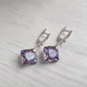 Сережки Hand Made з кристалами хамелеонами Swarovski бузково-бірюзових відтінків - зображення 1