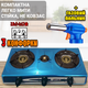 Газова плита з трьома пальниками настільна HappyHome п'єзорозпал, портативна, побутова + Пальник газовий 129SF на балон - зображення 1