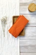 Льняные салфетки TouchableLinen 1 шт Оранжевый Салфетки для сервировки стола 25х25 см - изображение 3