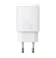 Мережевий зарядний пристрій Baseus Compact Quick Charger USB+Type-C (20Вт, 3A, адаптер, 2 роз'єми, швидка зарядка) - Білий - зображення 3