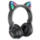 Дитячі бездротові накладні навушники Borofone BO18 Cat ear зі вушками, що світяться, чорні - зображення 4