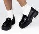 Лоферы женские на массивной подошве черные кожаные туфли женские Woman's heel на широком каблуке 40 (О-912) - изображение 10