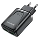 Сетевое зарядное устройство Borofone BA54A Wide road wall charger, dual USB QC3.0 18W output, EU plug Черный - изображение 2