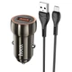 Автомобільний зарядний пристрій з кабелем MicroUSB швидка зарядка HOCO Z46 |1USB, 18W| Сірий - зображення 1