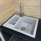 Кухонная мойка гранит ADAMANT Duplex 610x495x200 Светло-серый-09 с сифоном Nova - изображение 7