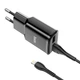 Мережевий зарядний пристрій для телефону + кабель Lightning HOCO C88A |1USB, 2.4A| Чорний - зображення 3