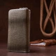 Кошелек женский из экокожи на две молнии лаковый KIVI Хамелеон 19024 Серый - изображение 8