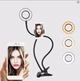 Универсальный гибкий держатель для телефона Professional Live Stream на прищепке + селфи-кольцо с LED-подсветкой и тремя уровнями свечения - изображение 1