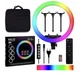 Лед-лампа кольцевая для студийного освещения RGB 38 см LED MJ38 с пультом для селфи, блогеров, фото - изображение 2