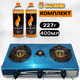Газова плита 3 конфорки з п'єзопідпалом HappyHome нержавіюча сталь + 2 балони з газом по 400мл - зображення 1