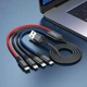 Кабель HOCO X76 USB to iP+iP+Type-C+Micro 2A, 1m, nylon, aluminum connectors Black+Red+Blue (6931474768643) - изображение 4