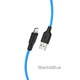 Кабель HOCO X21 Plus USB до iP 2.4A, 1m, silicone, silicone connectors, Black+Blue (6931474711830) - зображення 3