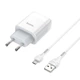 Сетевое зарядное устройство Hoco C73A 2.4A with MicroUSB cable White - изображение 2