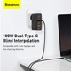 Сетевое зарядное устройство Baseus 100W Quick GaN2 Pro QC4.0+PD3.0 2USB+2Type-C 5A + кабель Baseus Type-C to Type-C 100W 20V/5A 1м Black - изображение 10