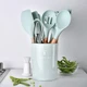 Силіконовий кухонний набір приладдя Kitchen Set 12 предметів (дерево+силікон) м'ятний - зображення 1