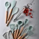 Силіконовий кухонний набір приладдя Kitchen Set 12 предметів (дерево+силікон) м'ятний - зображення 5