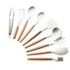Силиконовый кухонный набор принадлежностей Kitchen Set 13 предметов (дерево+силикон) белый - изображение 2