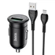 Автомобильное зарядное устройство в прикуриватель Hoco Z43 |1USB, 3A, QC, 18W| Micro-USB кабель Black - изображение 1