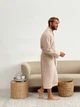 Вафельный халат мужской COSY кимоно без воротника M бежевый 822 - изображение 4