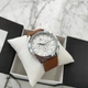 Чоловічий механічний годинник Forsining 6917 White/Brown Strap - зображення 3