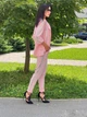 Женский костюм с пиджаком из трикотажа Poliit 7127 розовый 36 - изображение 5