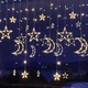 Гирлянда светодиодная с Новогодними фигурами Штора Луна Звезда 2.5x1м 138 LED 8 режимов тип света Тёплый белый - изображение 5