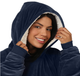 Тёплый и мягкий плед-толстовка Huggle Ultra Plush Blanket Hoodie One size Fits all с капюшоном Синий - изображение 4