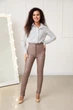 Стильные кожаные брюки "Casual", мокко 44 - изображение 1