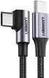 Кабель Ugreen US255 USB Type-C to Angled USB Type-C 60W Round Cable Aluminum Shell Nickel Plating 3A 3 м Black/Gray (UGR-80714) - изображение 1