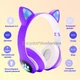 Беспроводные детские светящиеся LED наушники с кошачьими ушками Bluetooth 5.0 складные CAT VIV-23 со встроенным микрофоном Mp3 MicroSD и цветной подсветкой Фиолетовые - изображение 3