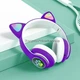 Беспроводные детские светящиеся LED наушники с кошачьими ушками Bluetooth 5.0 складные CAT VIV-23 со встроенным микрофоном Mp3 MicroSD и цветной подсветкой Фиолетовые - изображение 10