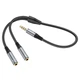 Кабель перехідник mini jack 3,5 mm на виходи навушників та мікрофон Hoco 2in1 audio adapter. Grey - зображення 7