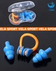 Беруши и зажим для носа VelaSport 2 в 1 в чехле кейсе 32дБ (2 комплекти) для Взрослых и подростков Многоразовые затычки в уши и затычки в нос для плавания в бассейне, путешествия, дайвинга Оранжево синие - изображение 6