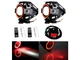 Фары прожекторы для мотоцикла U7 LED 12В 3000лм Angel Eyes красные + кнопка (116124) - изображение 1