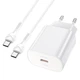 Сетевое зарядное устройство Hoco N22 Jetta PD25W charger set(Type-C to Type-C)(EU) White - изображение 1