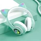 Беспроводные наушники с кошачьими Ушками Bluetooth Cat STN-28 с микрофоном LED RGB подсветка Green - изображение 2
