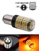 Двухцветная светодиодная лампа с цоколем BAY15d P21W/5 168 SMD 3014 12V Белый Жёлтый Autoexpect (57125) - изображение 1