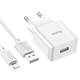 Мережевий зарядний пристрій Hoco C106A Leisure single port charger set (with Lighting cable) White - зображення 4